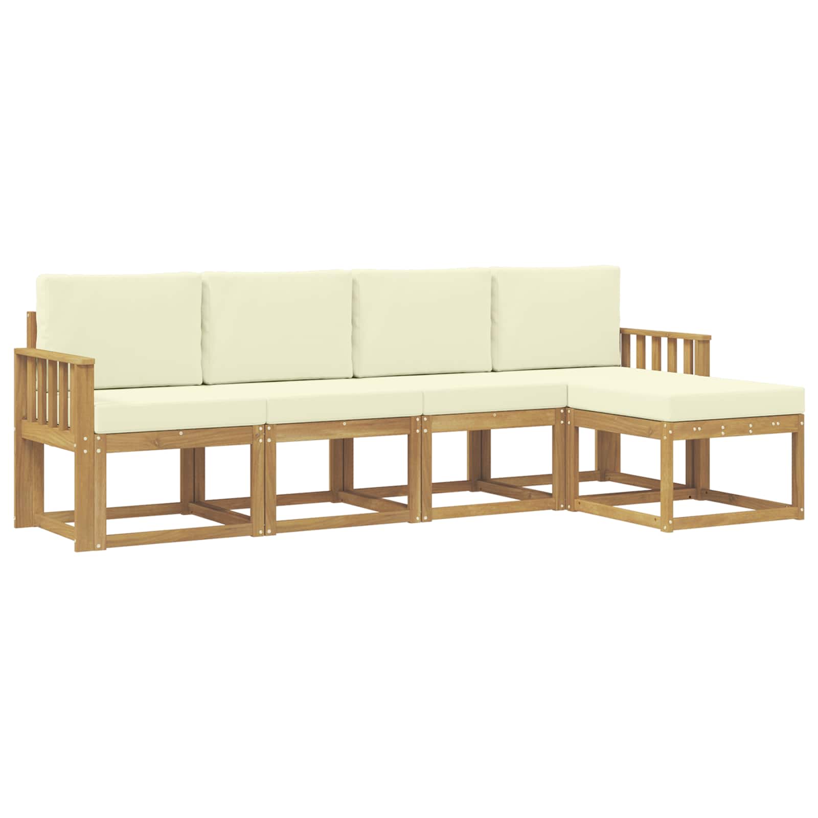 Outdoor-Sofagarnitur mit Kissen 5 pcs Weiß und Creme