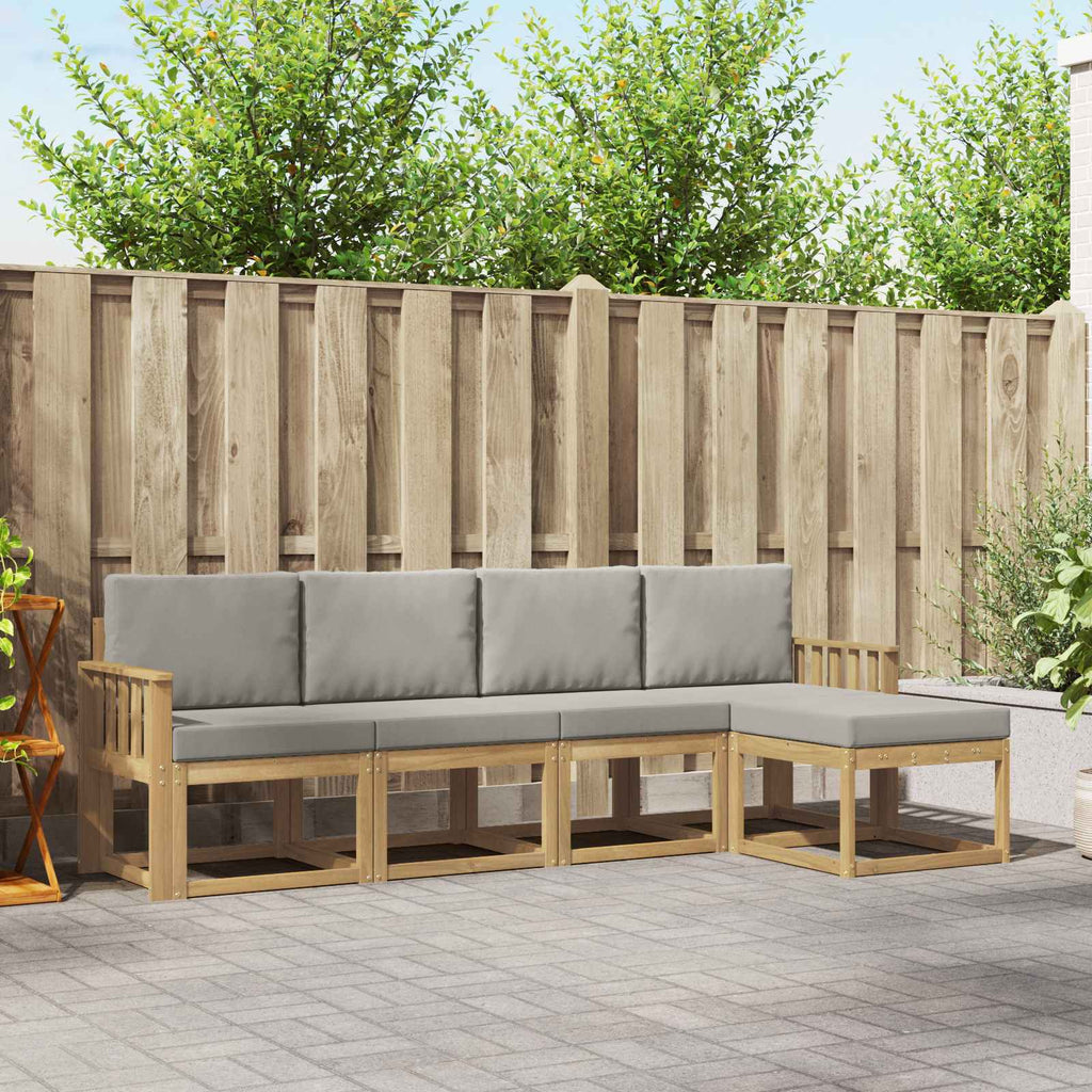 Outdoor-Sofagarnitur 5 pcs Weiß und Hellgrau