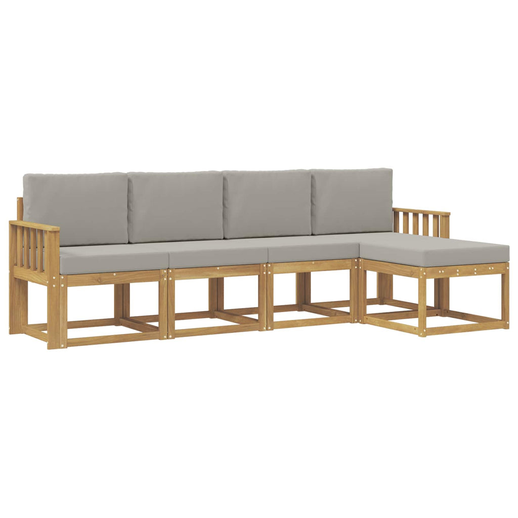 Outdoor-Sofagarnitur 5 pcs Weiß und Hellgrau