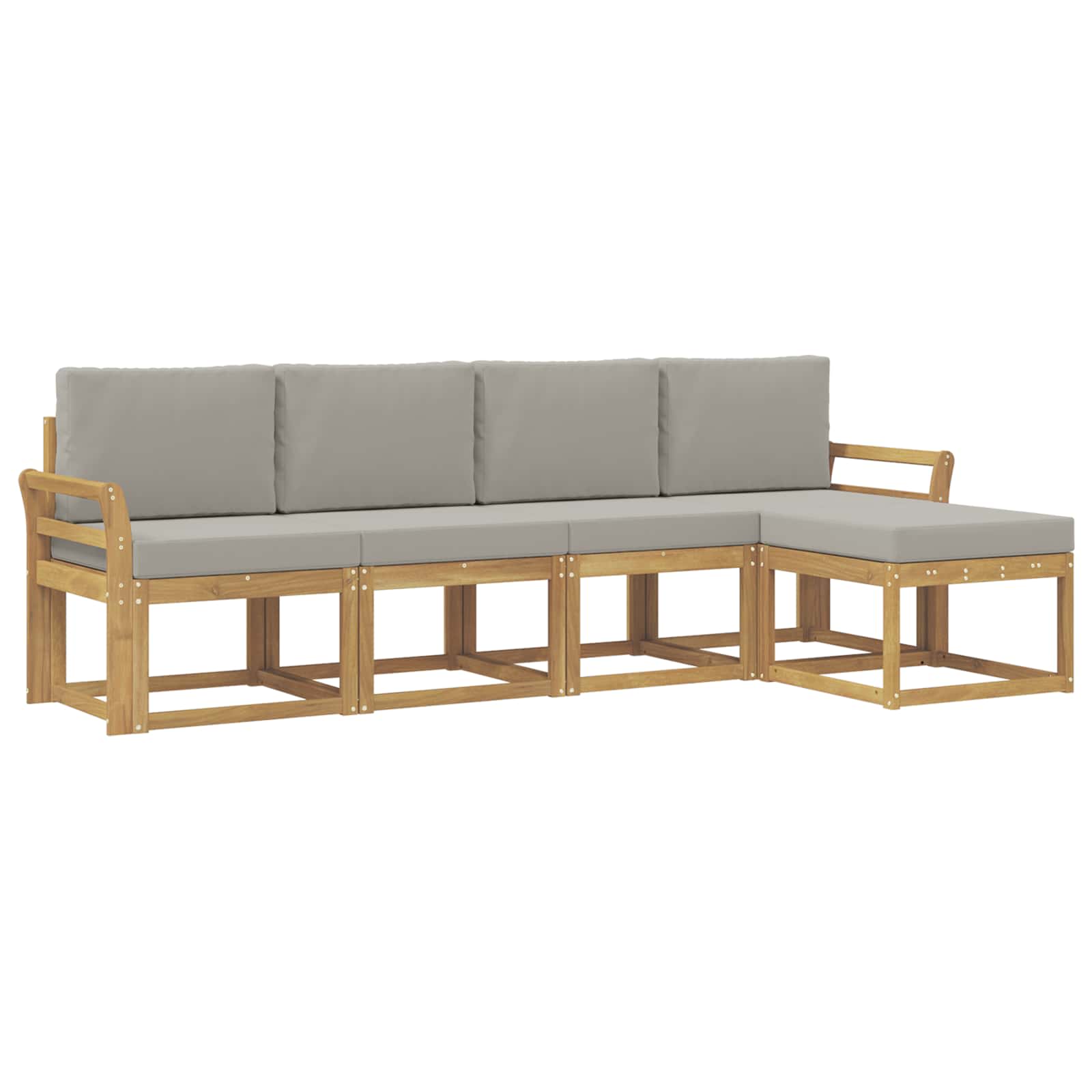 Outdoor-Sofagarnitur 5 pcs Weiß und Hellgrau