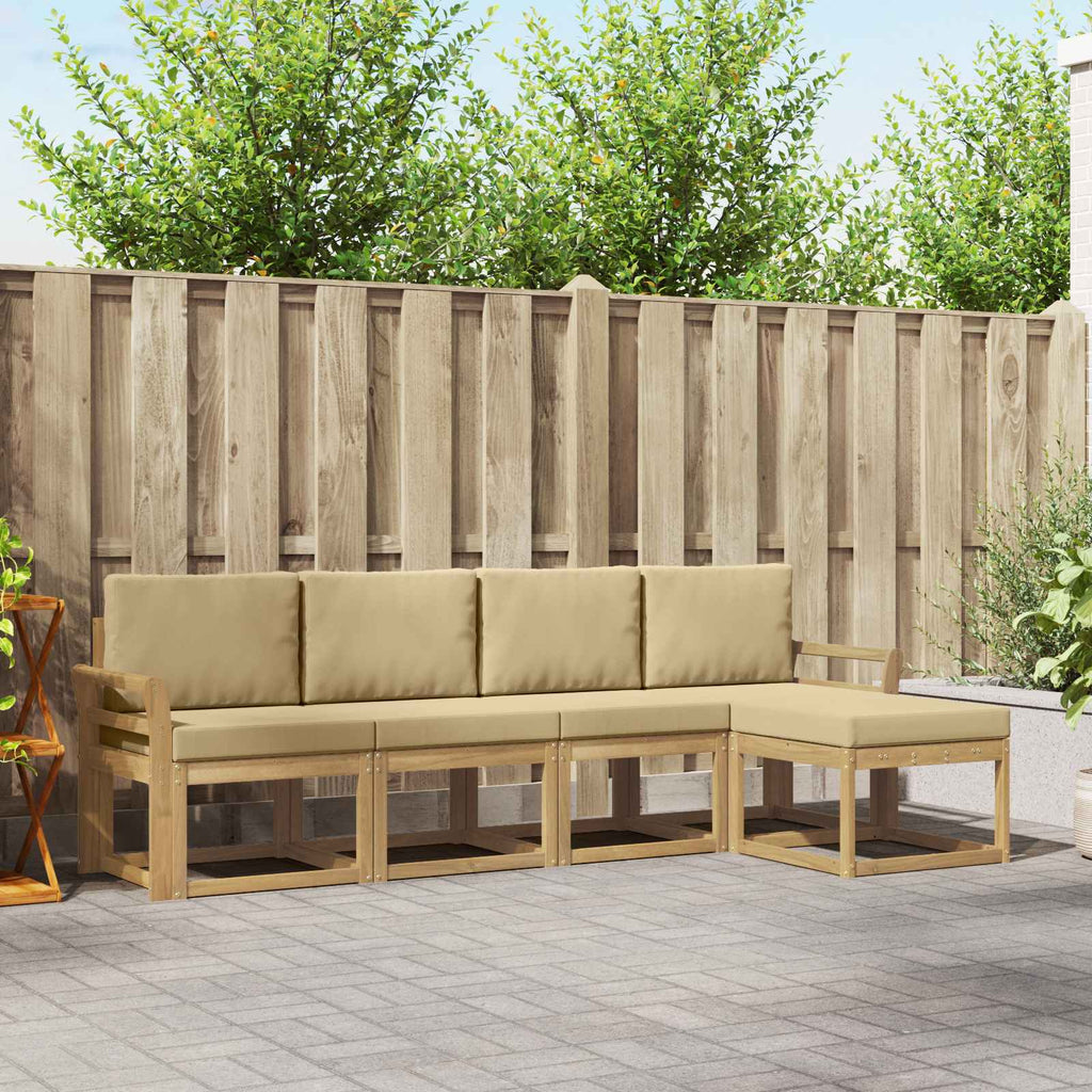 Outdoor-Sofagarnitur mit Kissen 5 pcs Weiß und Beige