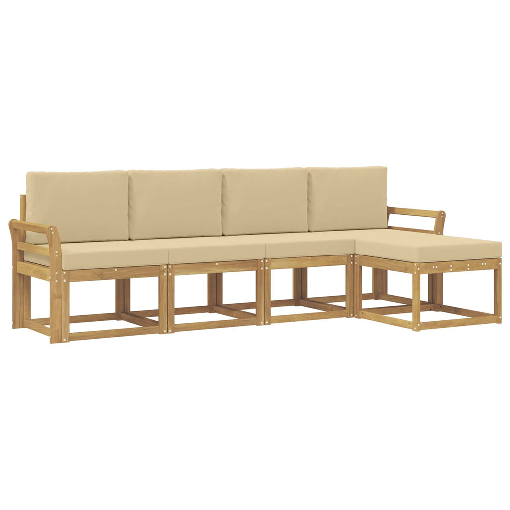 Outdoor-Sofagarnitur mit Kissen 5 pcs Weiß und Beige