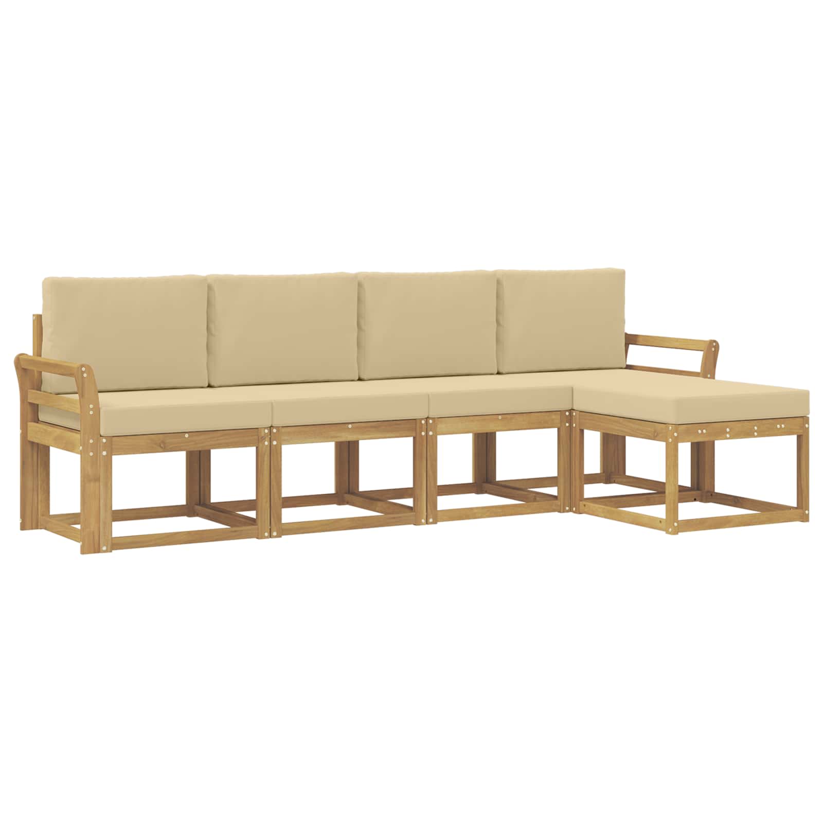 Outdoor-Sofagarnitur mit Kissen 5 pcs Weiß und Beige