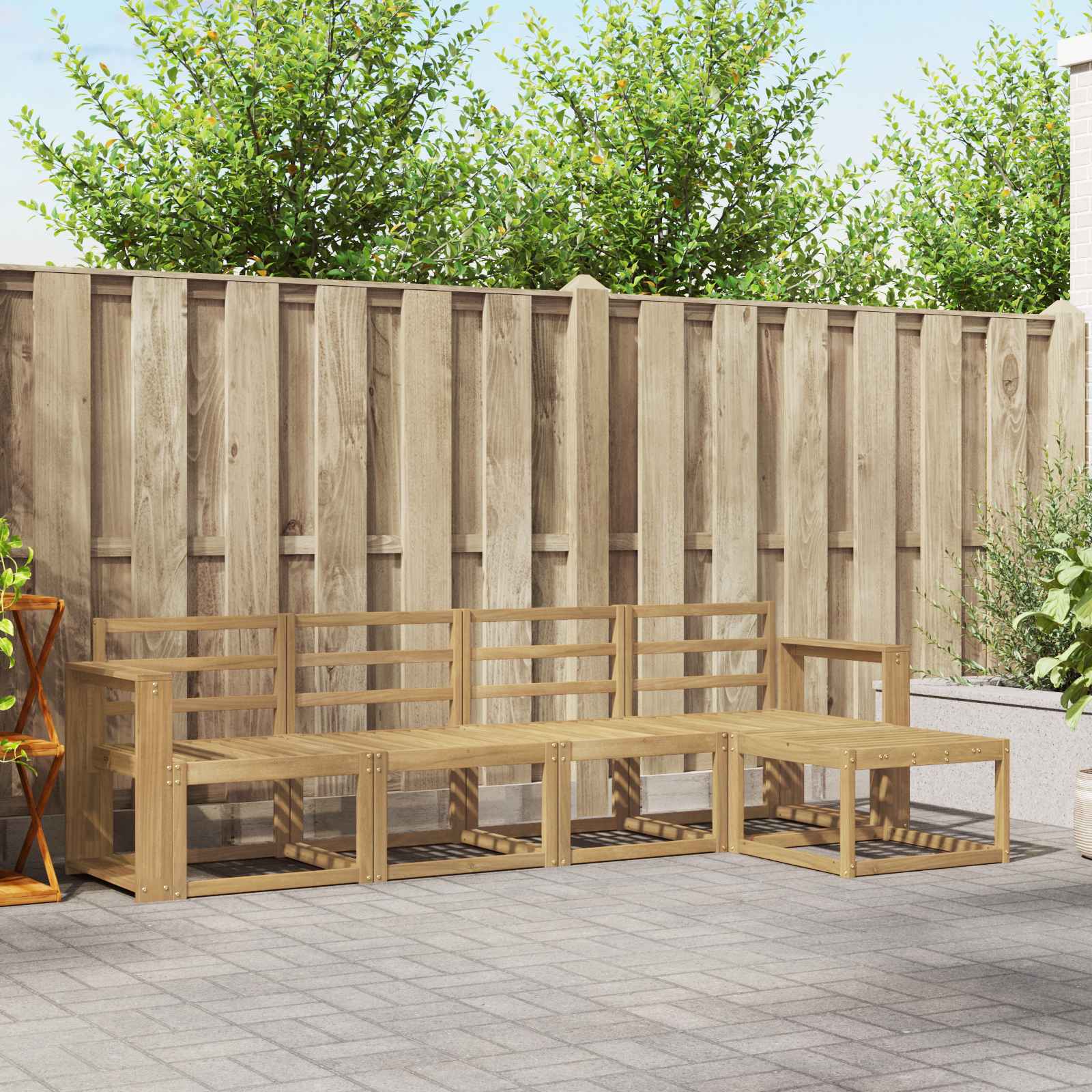 Outdoor-Sofagarnitur 5 pcs Weiß 257 x 122,5 x 73 cm