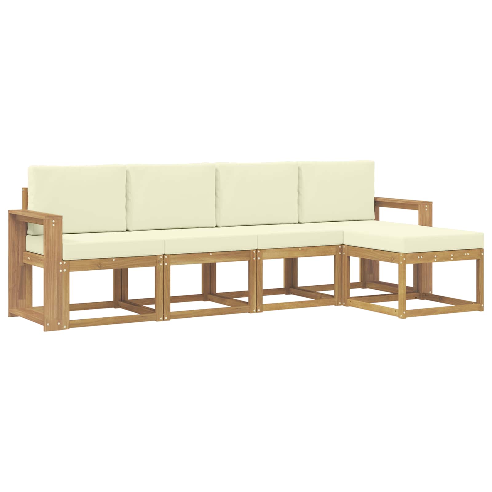 Outdoor-Sofagarnitur mit Kissen 5 pcs Weiß und Creme
