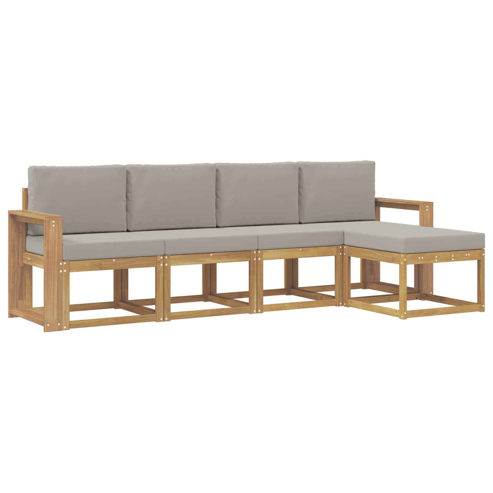 Outdoor-Sofagarnitur 5 pcs Weiß und Hellgrau