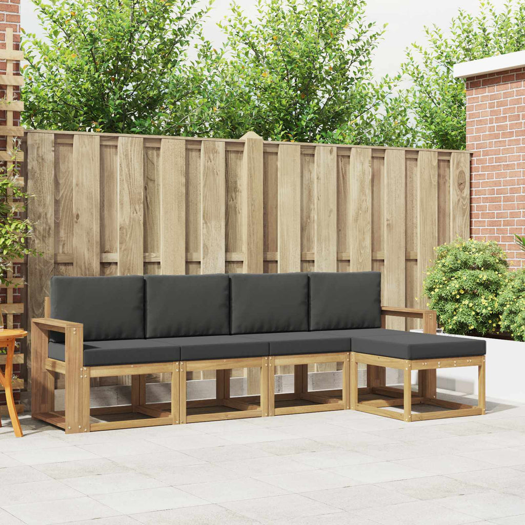 Outdoor-Sofagarnitur mit Kissen 5 pcs Weiß und Anthrazit