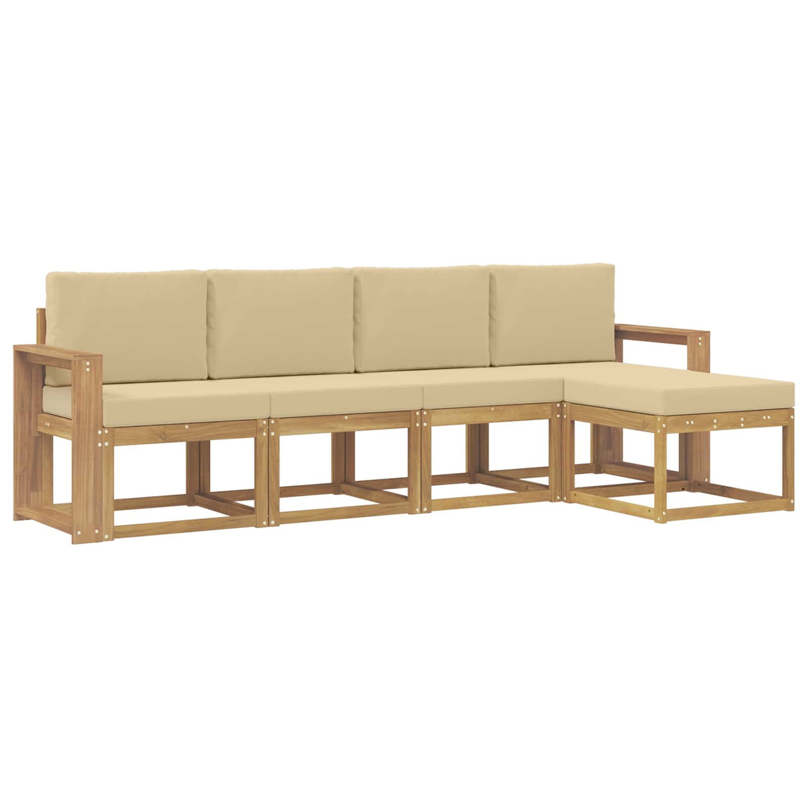 Outdoor-Sofagarnitur mit Kissen 5 pcs Weiß und Beige