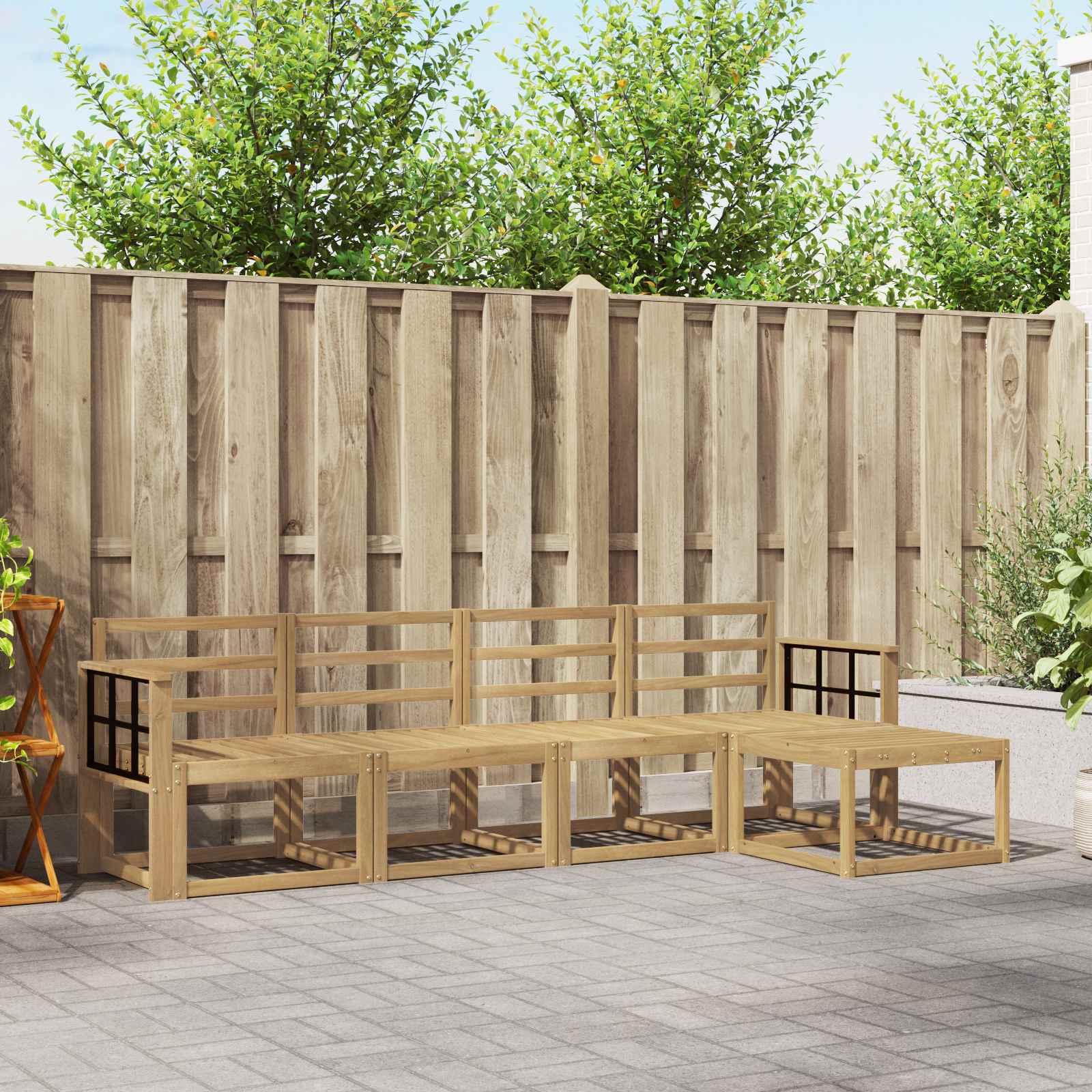 Outdoor-Sofagarnitur 5 pcs Weiß 249 x 122,5 x 73 cm
