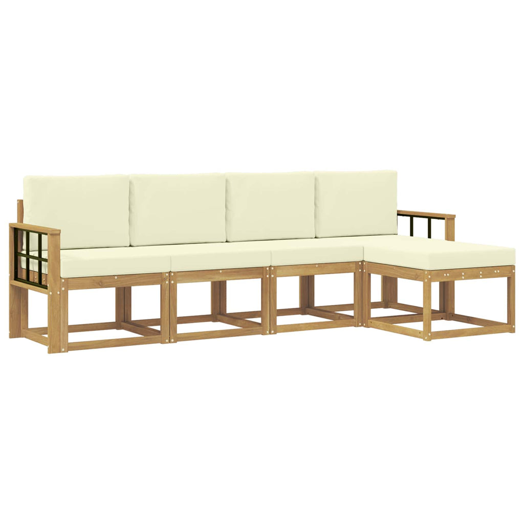 Outdoor-Sofagarnitur mit Kissen 5 pcs Weiß und Creme