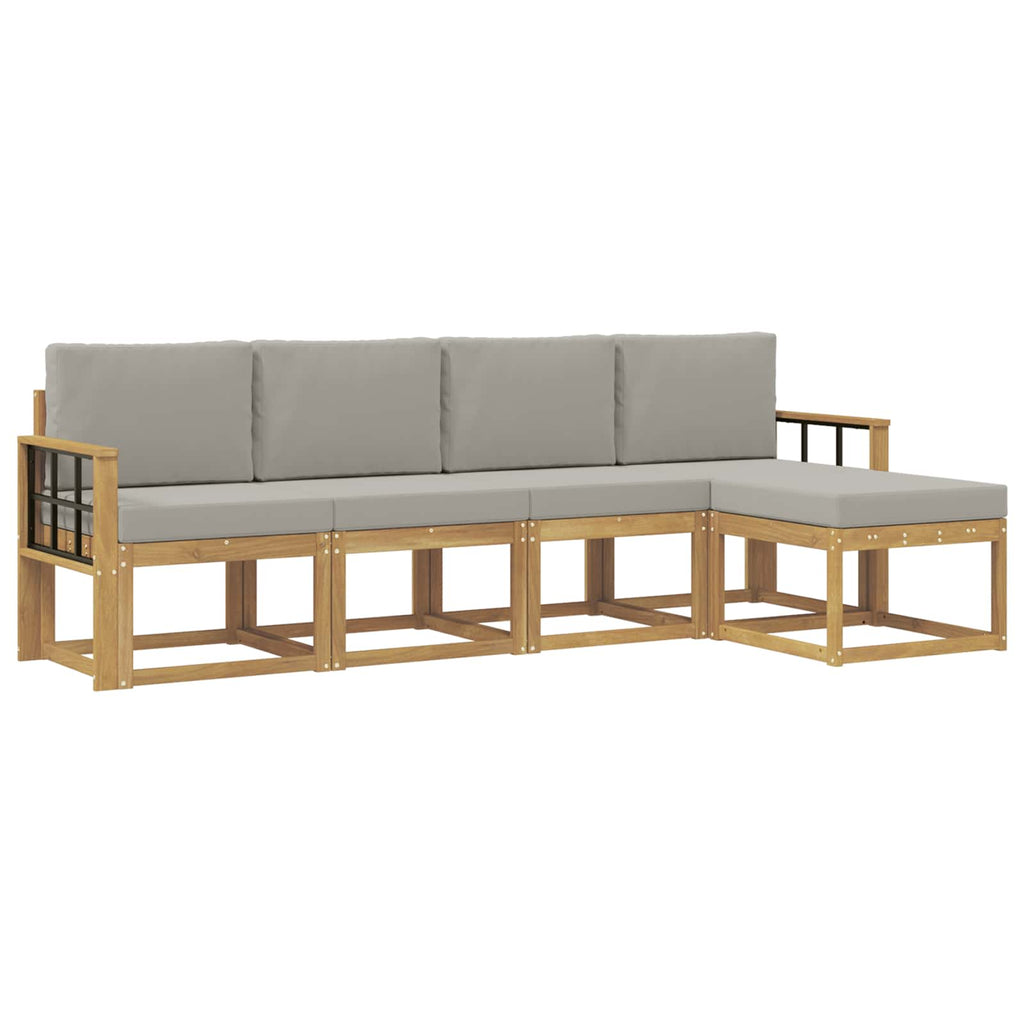 Outdoor-Sofagarnitur 5 pcs Weiß und Hellgrau