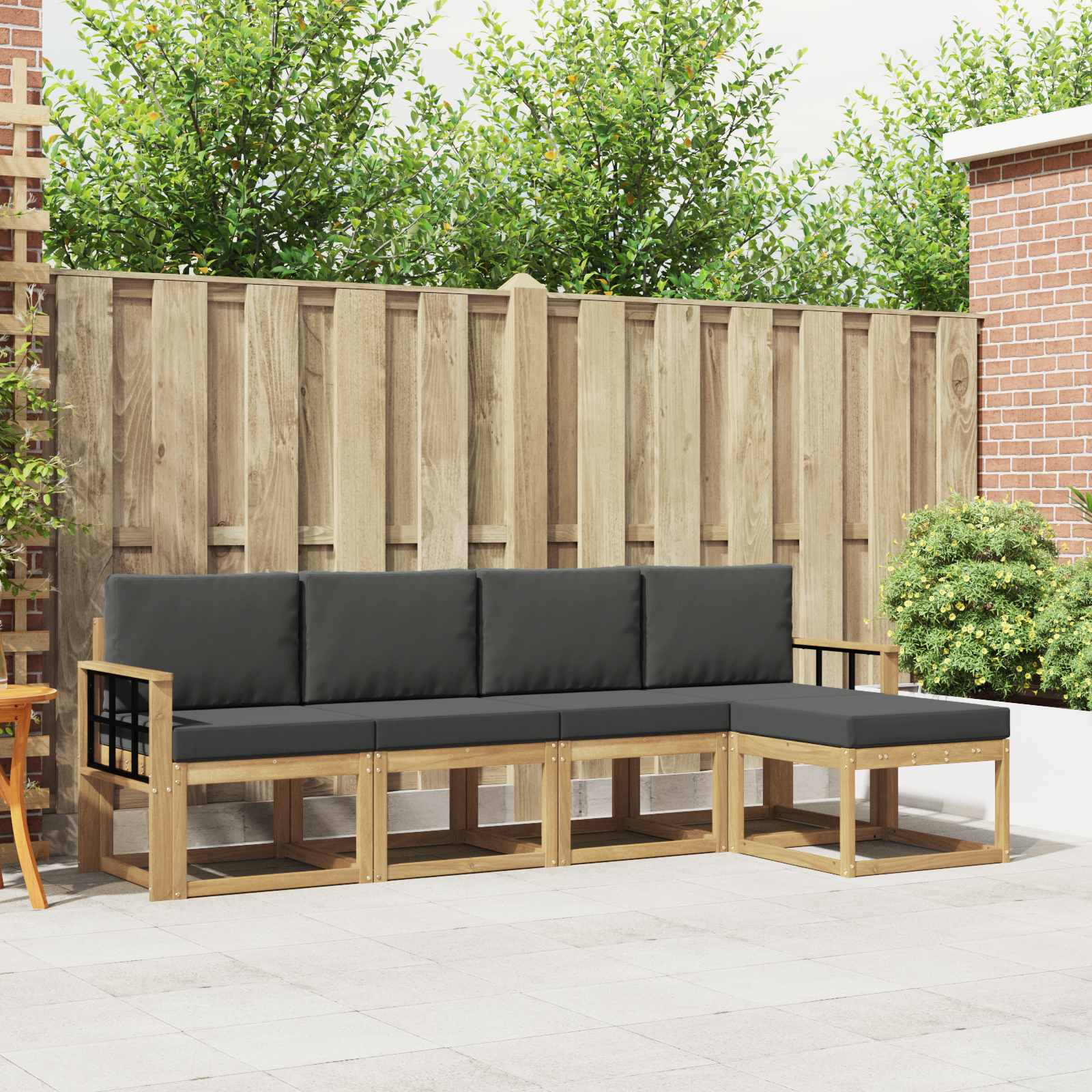 Outdoor-Sofagarnitur mit Kissen 5 pcs Weiß und Anthrazit