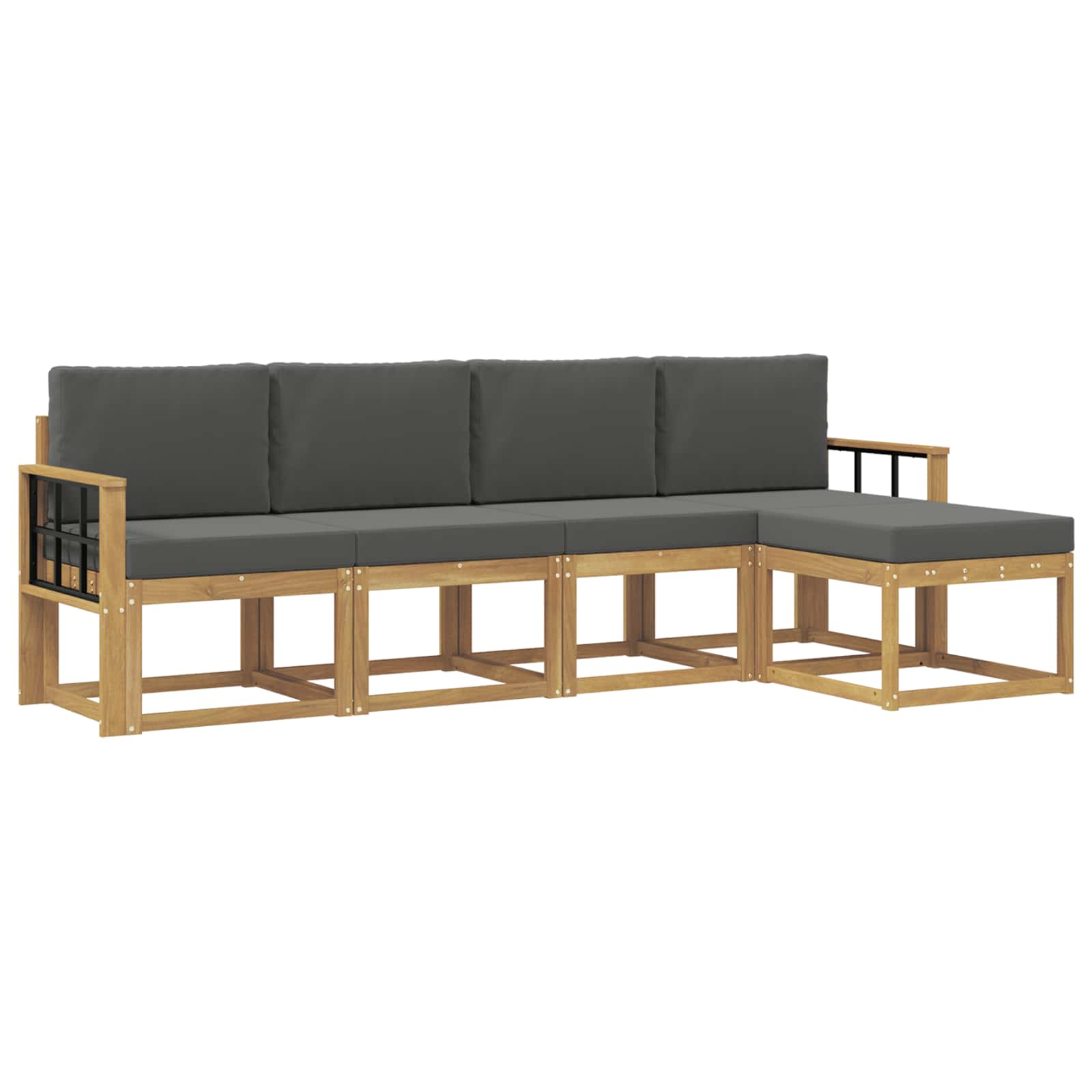 Outdoor-Sofagarnitur mit Kissen 5 pcs Weiß und Anthrazit