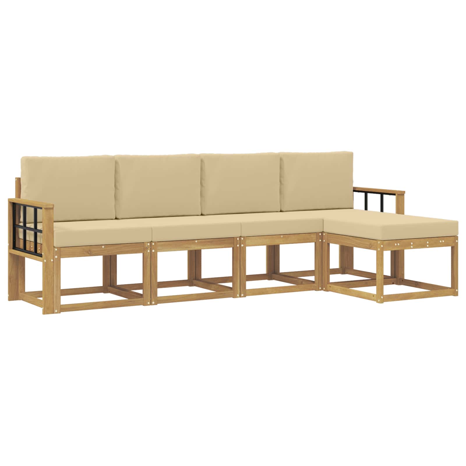 Outdoor-Sofagarnitur mit Kissen 5 pcs Weiß und Beige