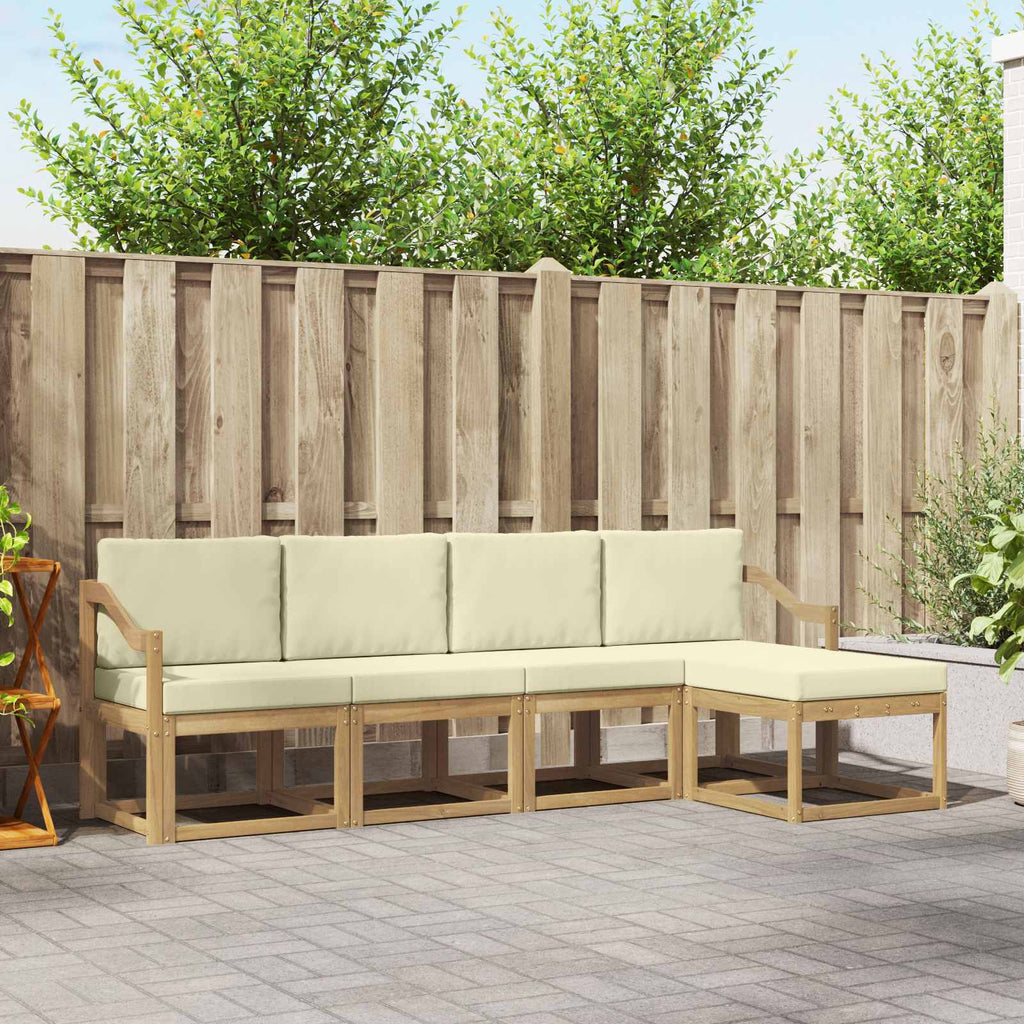 Outdoor-Sofagarnitur mit Kissen 5 pcs Weiß und Creme