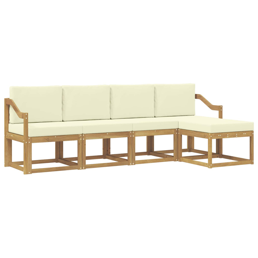 Outdoor-Sofagarnitur mit Kissen 5 pcs Weiß und Creme