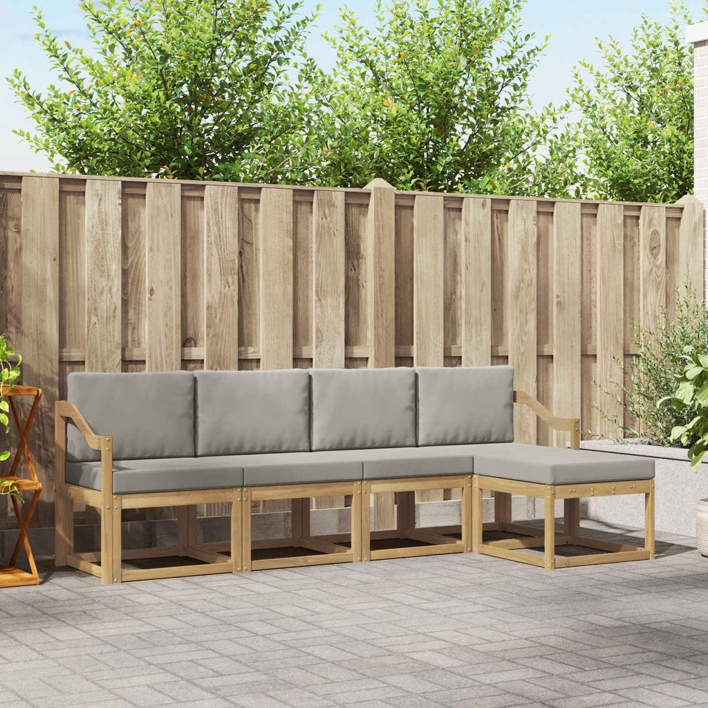 Outdoor-Sofagarnitur 5 pcs Weiß und Hellgrau