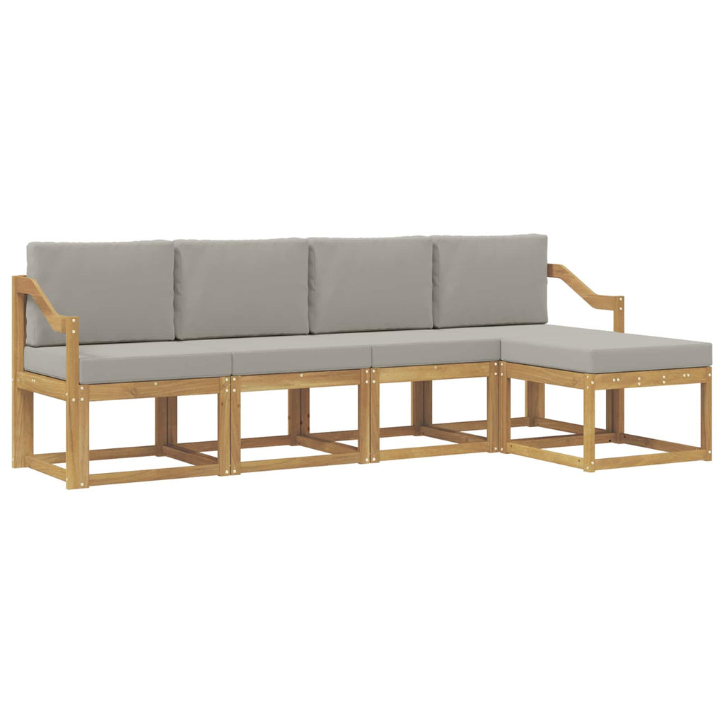 Outdoor-Sofagarnitur 5 pcs Weiß und Hellgrau
