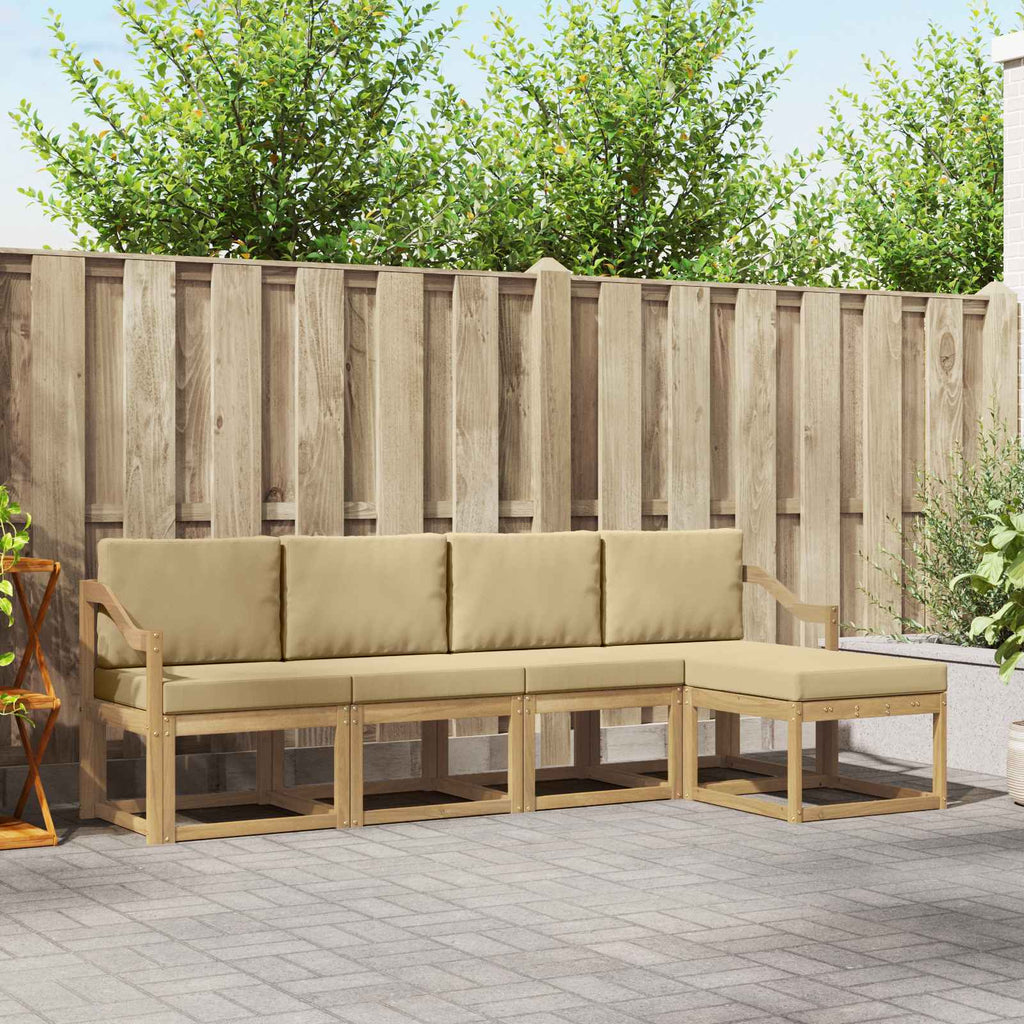 Outdoor-Sofagarnitur mit Kissen 5 pcs Weiß und Beige
