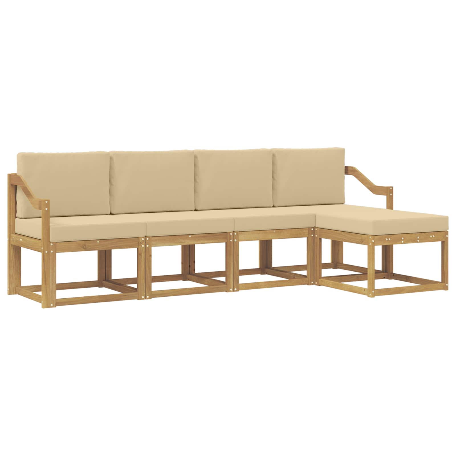 Outdoor-Sofagarnitur mit Kissen 5 pcs Weiß und Beige