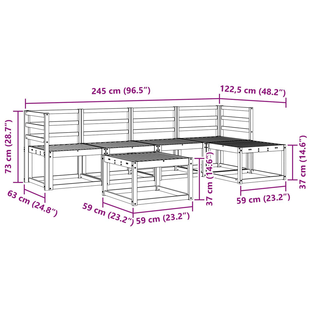 Outdoor-Sofagarnitur 6 pcs Weiß 59 x 59 x 37 cm