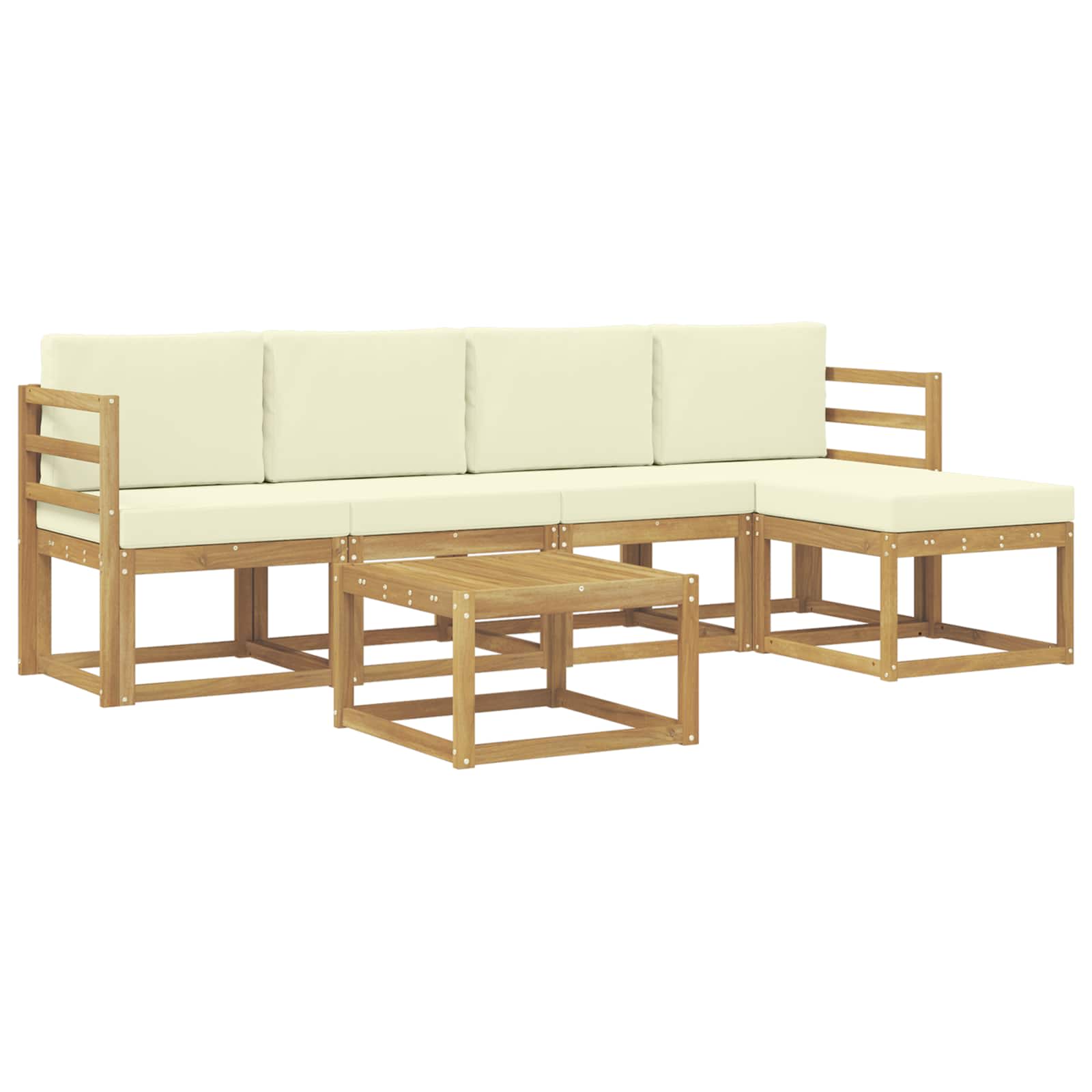 Outdoor-Sofagarnitur mit Kissen 6 pcs Weiß und Creme