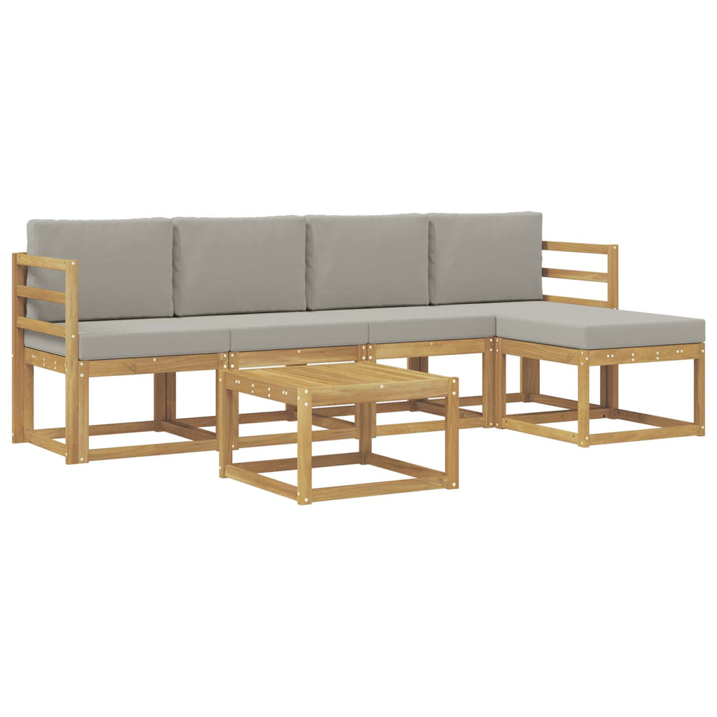 Outdoor-Sofagarnitur 6 pcs Weiß und Hellgrau 59 x 59 x 37 cm