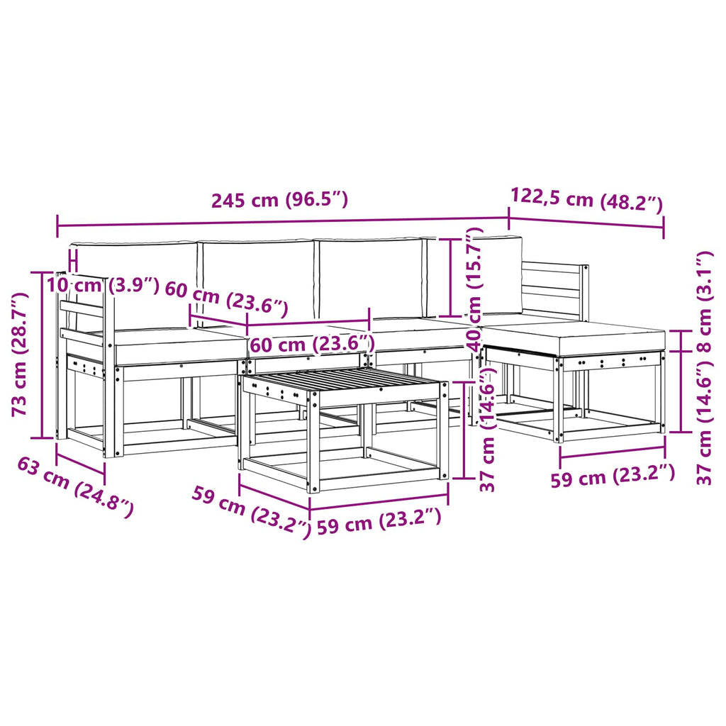 Outdoor-Sofagarnitur mit Kissen 6 pcs Weiß und Anthrazit