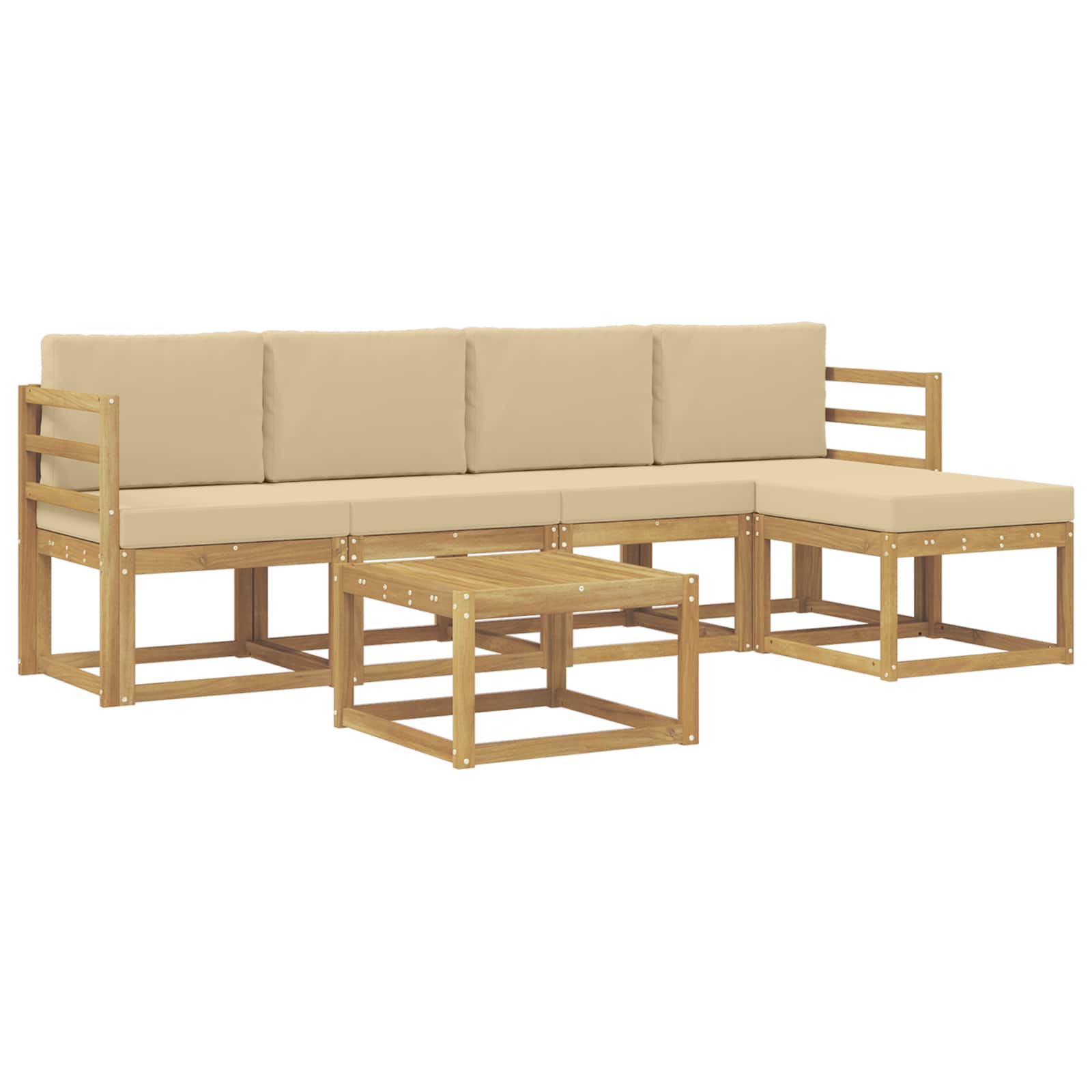 Outdoor-Sofagarnitur mit Kissen 6 pcs Weiß und Beige