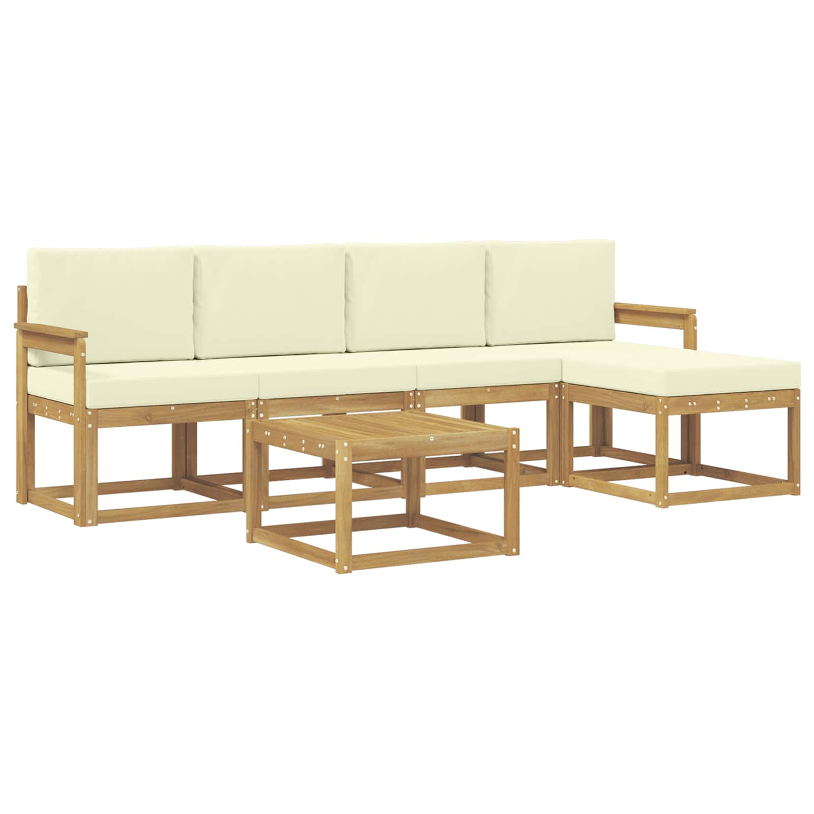 Outdoor-Sofagarnitur mit Kissen 6 pcs Weiß und Creme