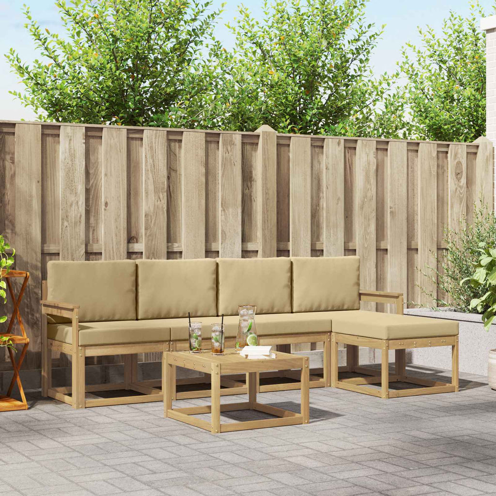 Outdoor-Sofagarnitur mit Kissen 6 pcs Weiß und Beige