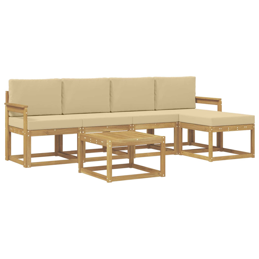 Outdoor-Sofagarnitur mit Kissen 6 pcs Weiß und Beige