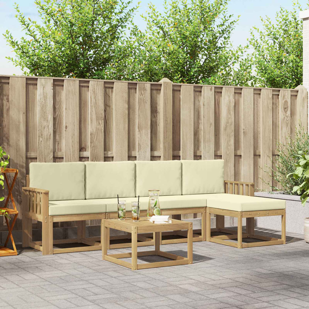 Outdoor-Sofagarnitur mit Kissen 6 pcs Weiß und Creme