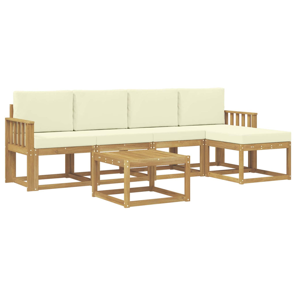 Outdoor-Sofagarnitur mit Kissen 6 pcs Weiß und Creme