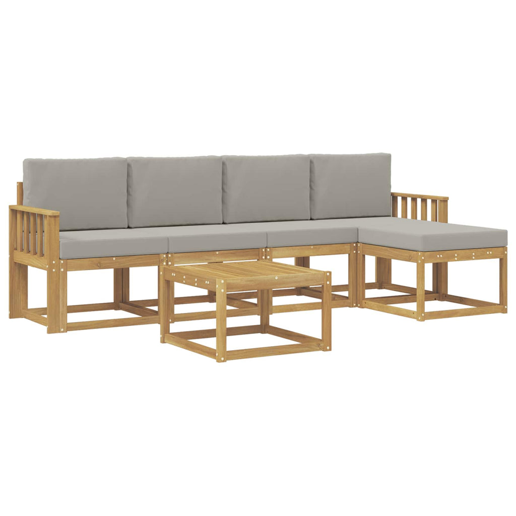 Outdoor-Sofagarnitur 6 pcs Weiß und Hellgrau 59 x 59 x 37 cm