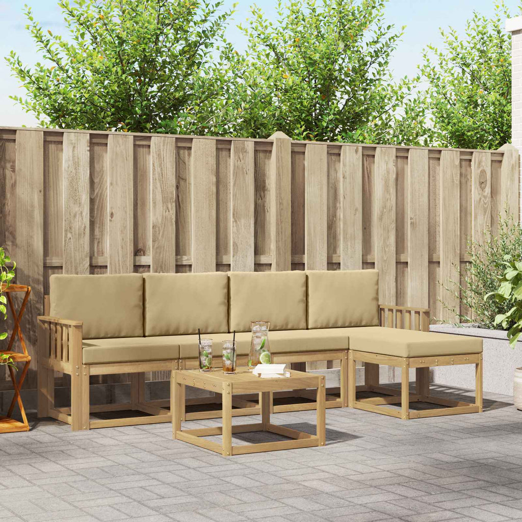 Outdoor-Sofagarnitur mit Kissen 6 pcs Weiß und Beige