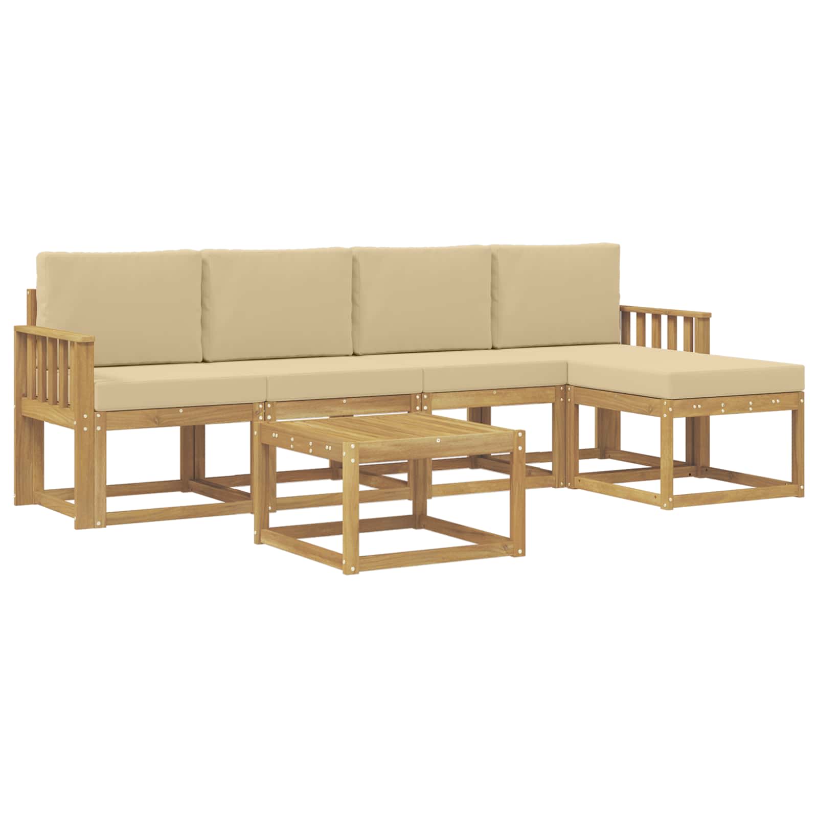 Outdoor-Sofagarnitur mit Kissen 6 pcs Weiß und Beige