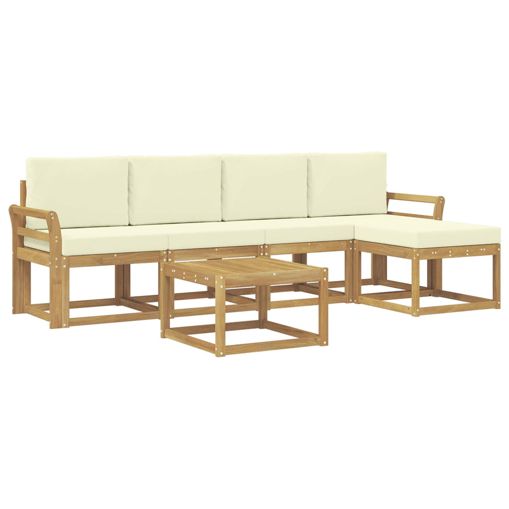 Outdoor-Sofagarnitur mit Kissen 6 pcs Weiß und Creme
