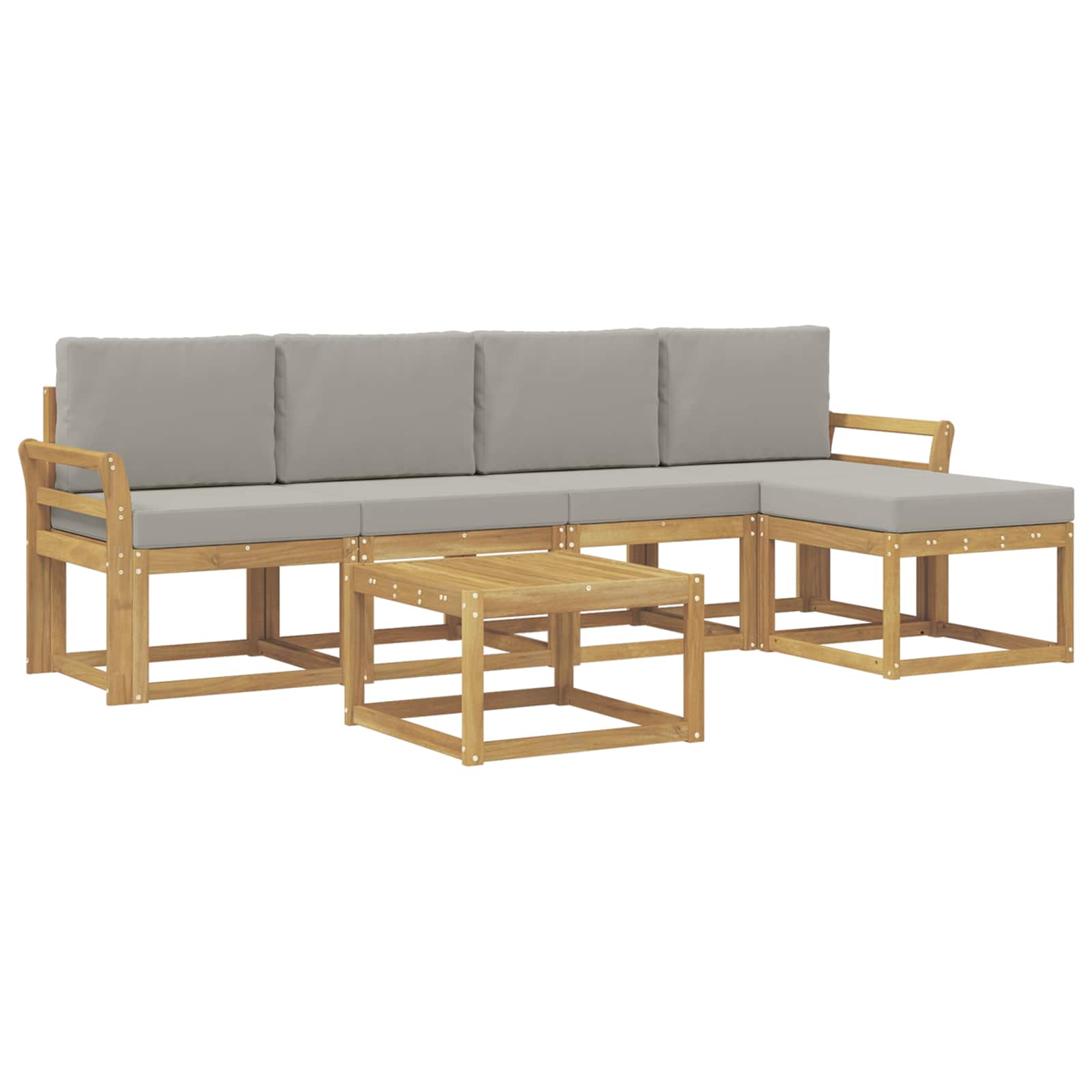 Outdoor-Sofagarnitur 6 pcs Weiß und Hellgrau 59 x 59 x 37 cm