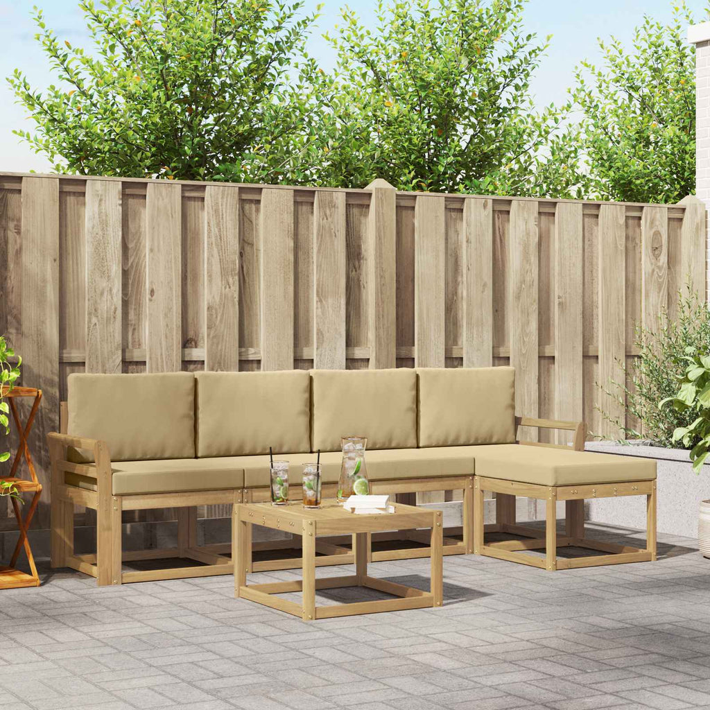 Outdoor-Sofagarnitur mit Kissen 6 pcs Weiß und Beige