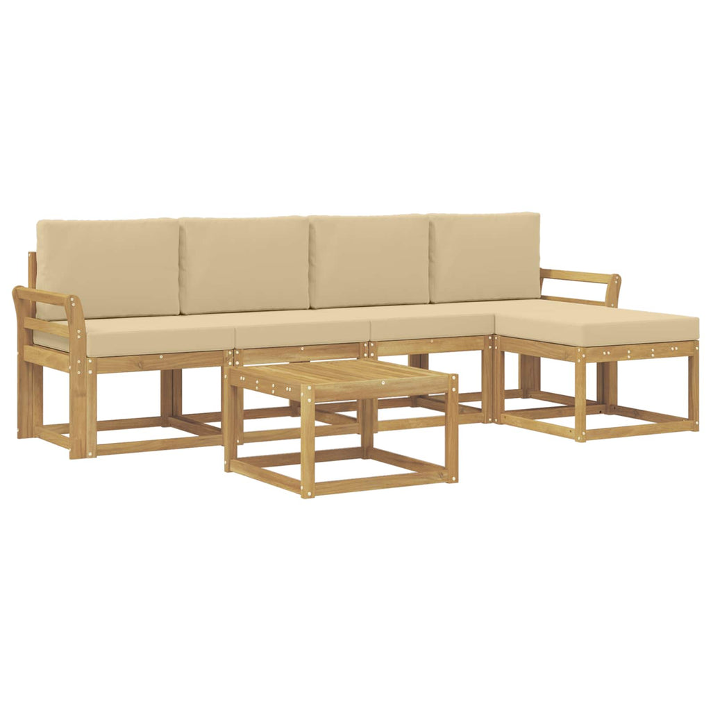 Outdoor-Sofagarnitur mit Kissen 6 pcs Weiß und Beige