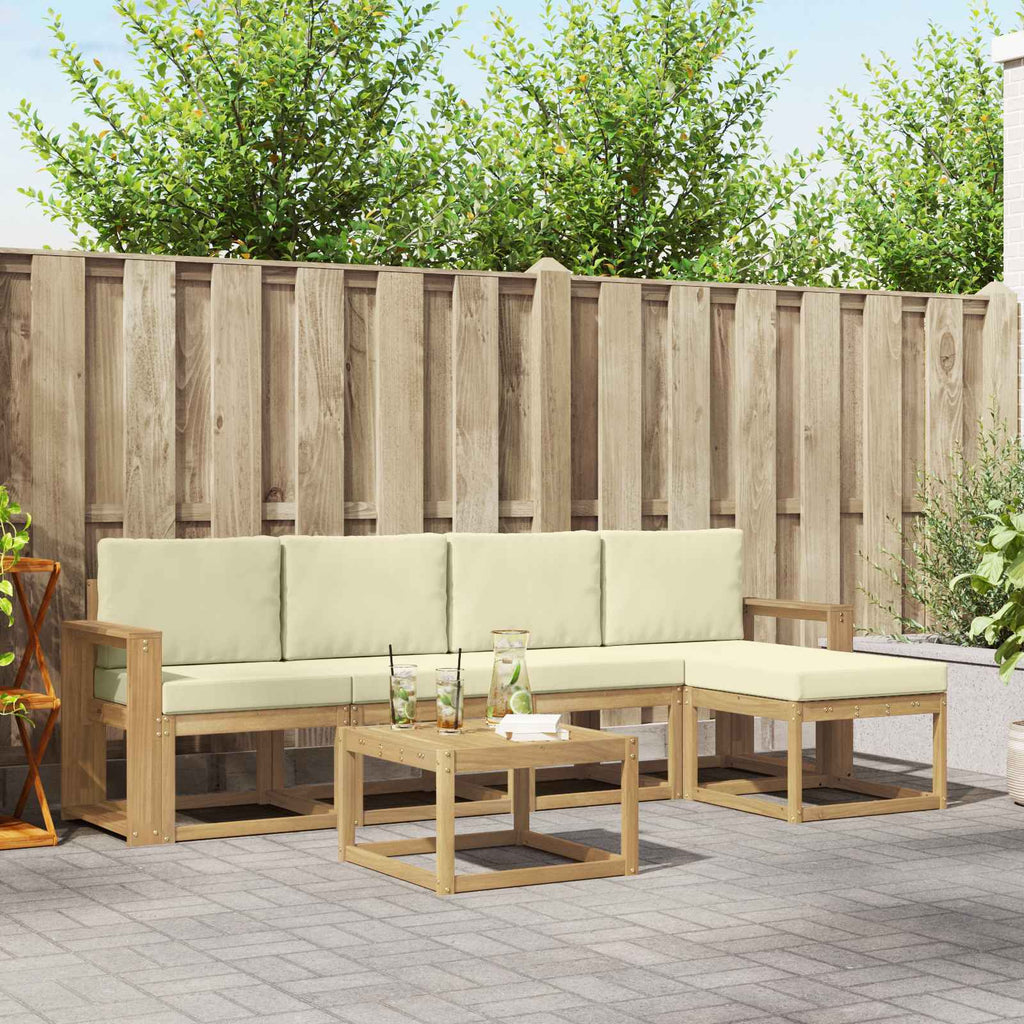Outdoor-Sofagarnitur mit Kissen 6 pcs Weiß und Creme