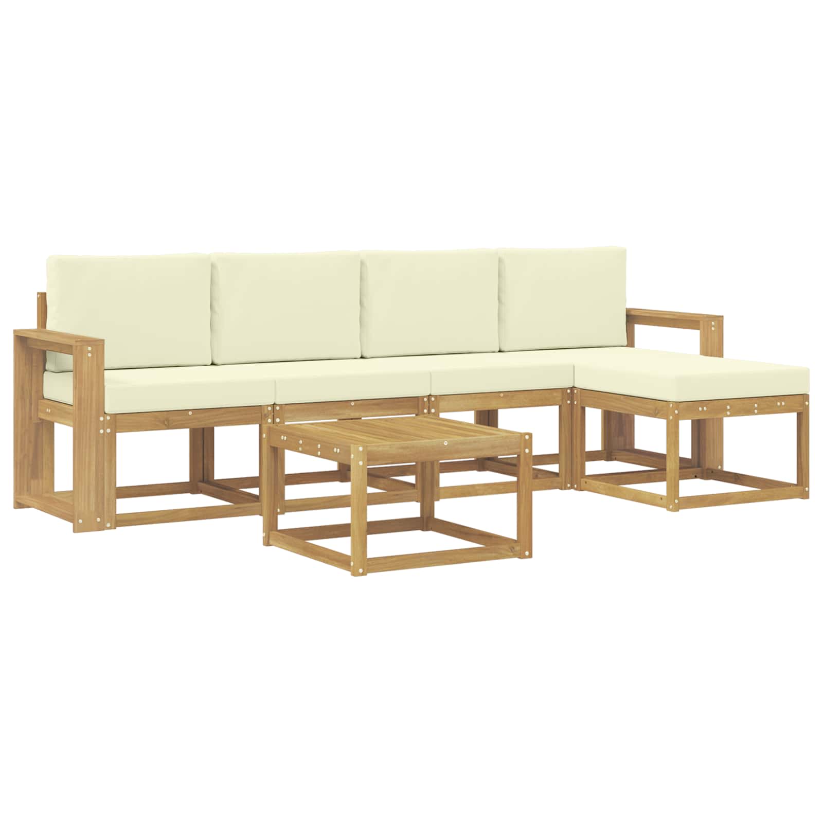 Outdoor-Sofagarnitur mit Kissen 6 pcs Weiß und Creme