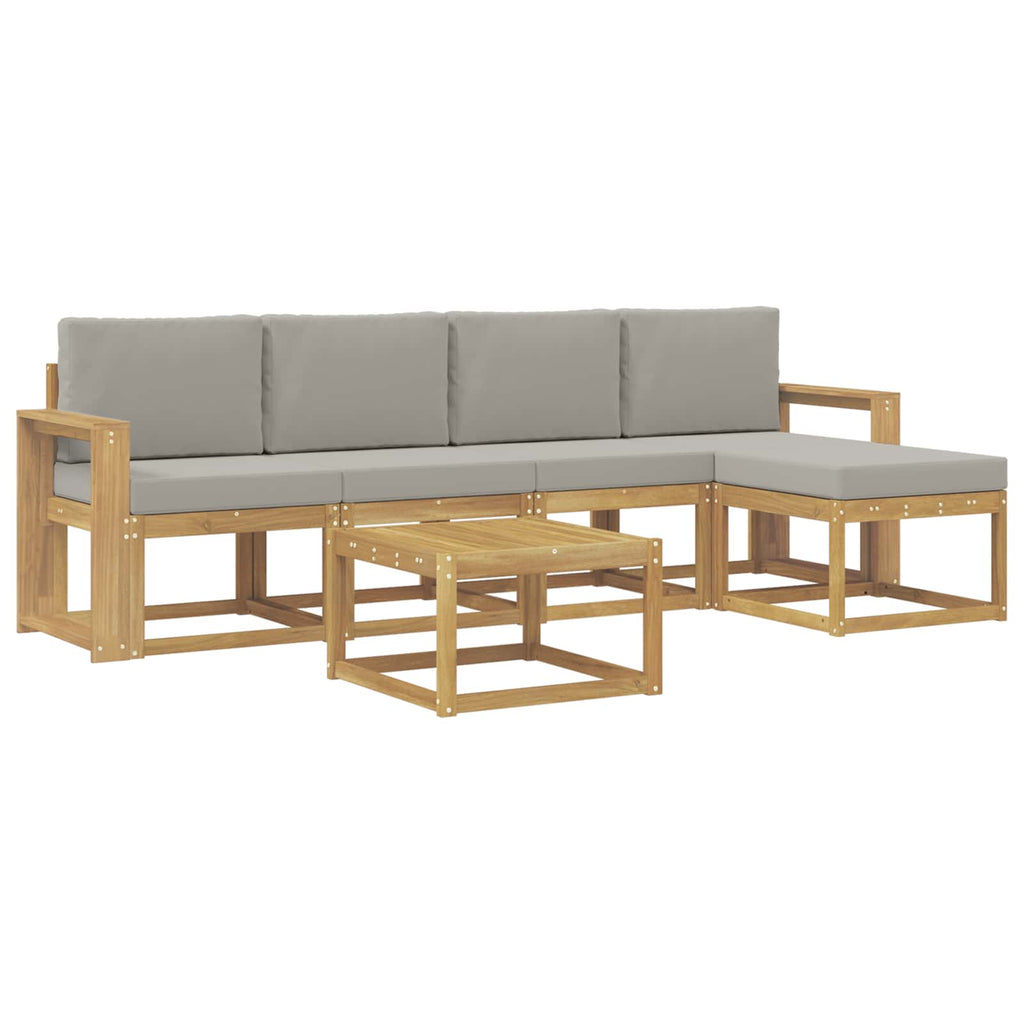 Outdoor-Sofagarnitur 6 pcs Weiß und Hellgrau 59 x 59 x 37 cm