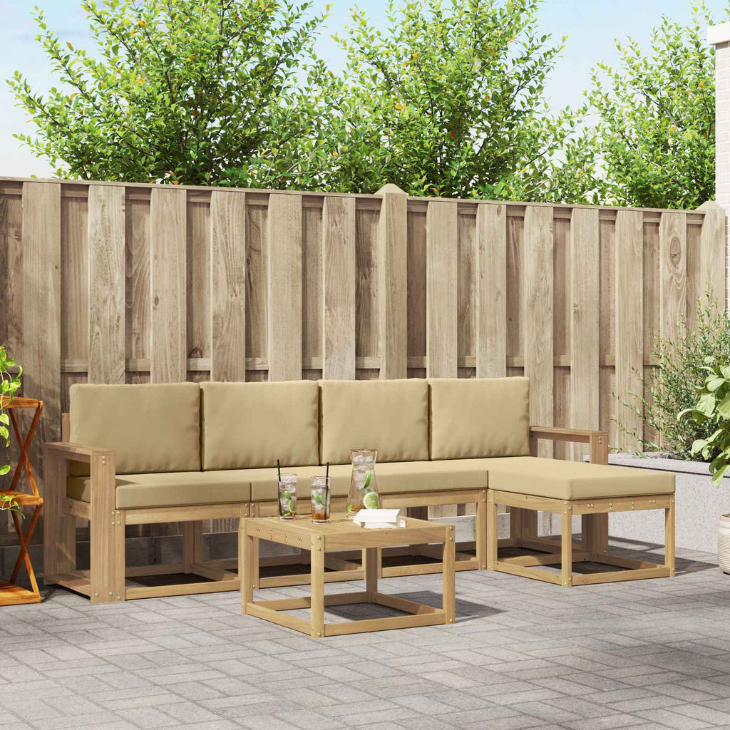 Outdoor-Sofagarnitur mit Kissen 6 pcs Weiß und Beige