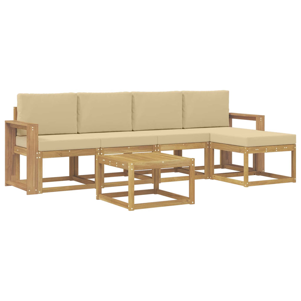 Outdoor-Sofagarnitur mit Kissen 6 pcs Weiß und Beige