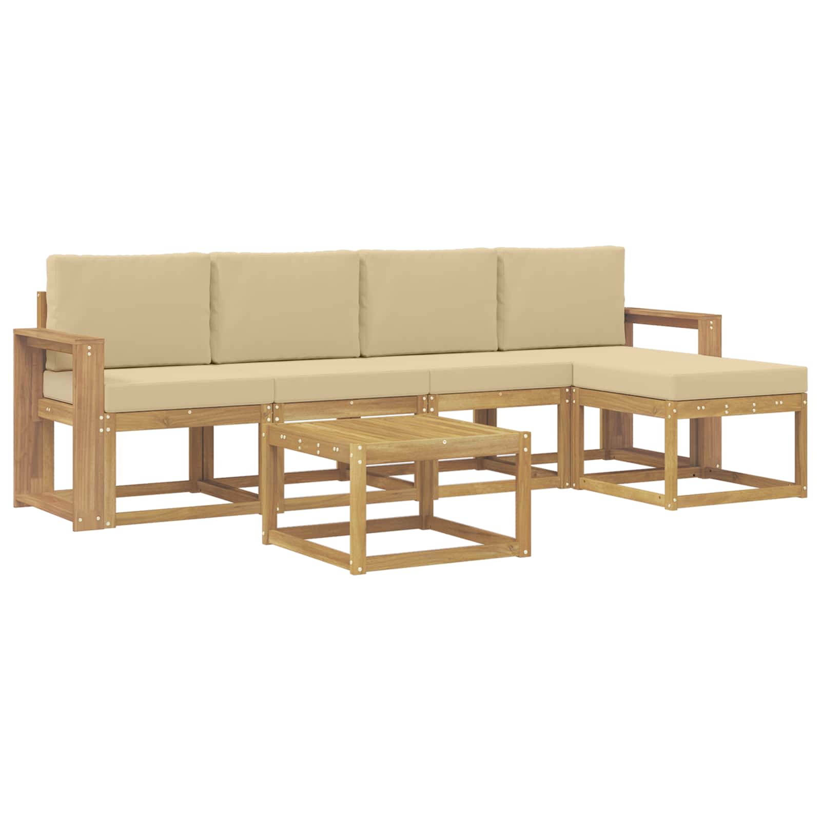 Outdoor-Sofagarnitur mit Kissen 6 pcs Weiß und Beige