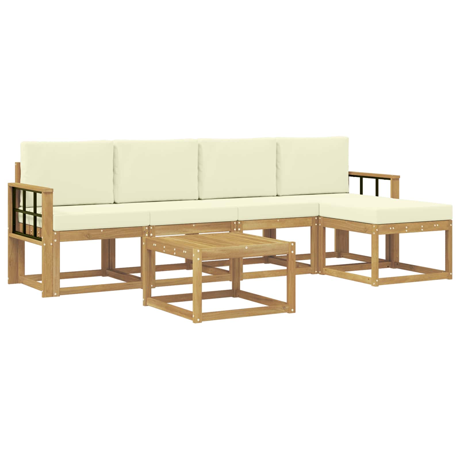 Outdoor-Sofagarnitur mit Kissen 6 pcs Weiß und Creme