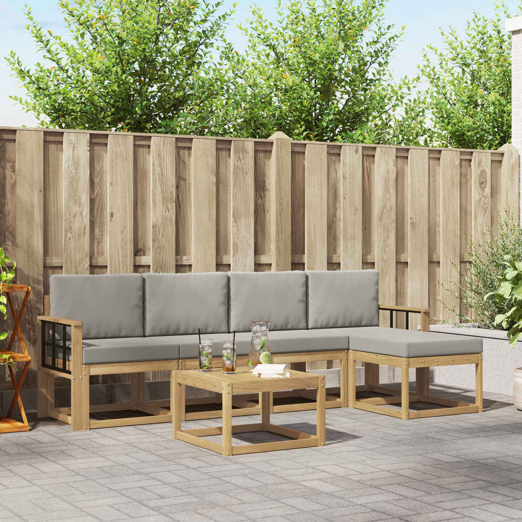 Outdoor-Sofagarnitur 6 pcs Weiß und Hellgrau 59 x 59 x 37 cm