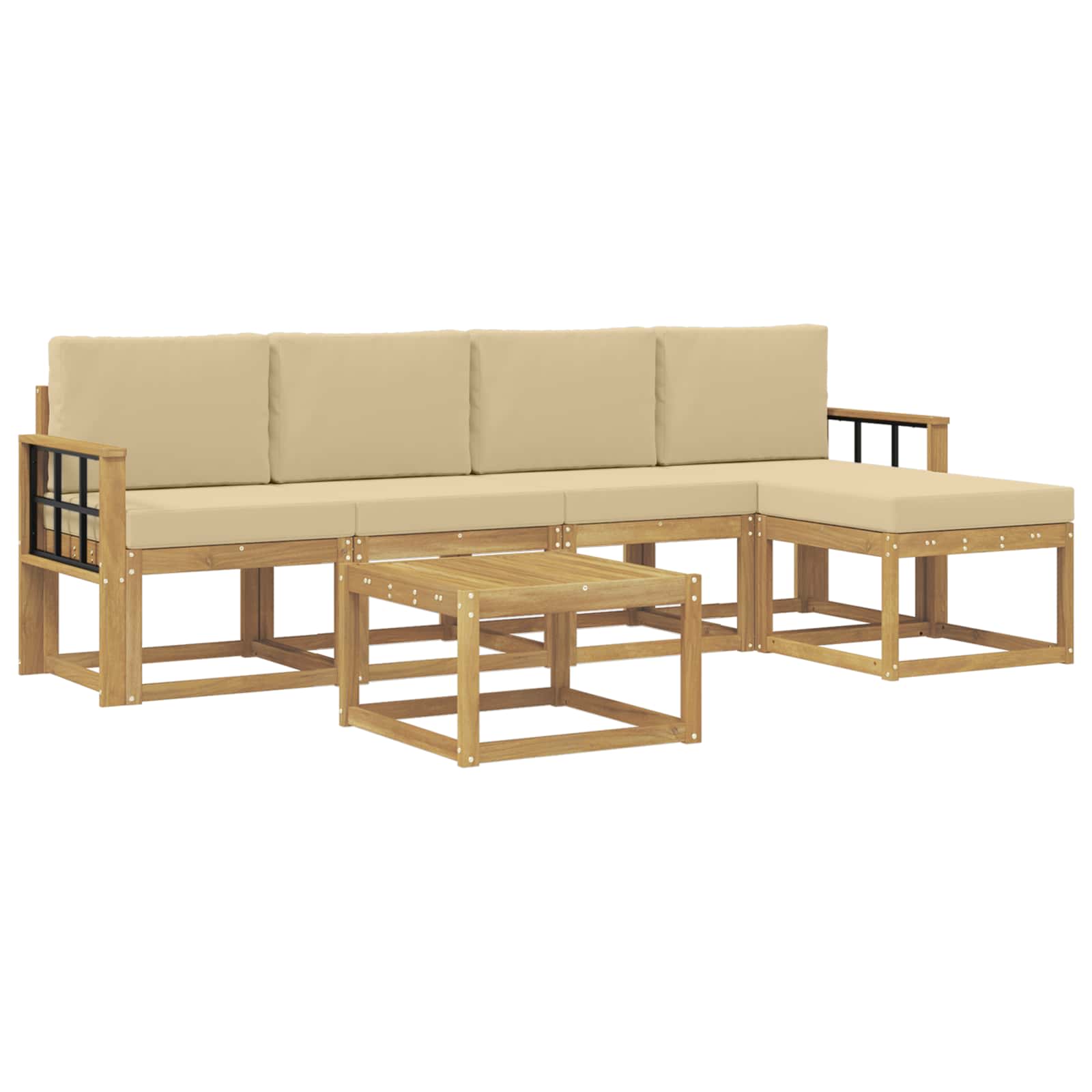 Outdoor-Sofagarnitur mit Kissen 6 pcs Weiß und Beige